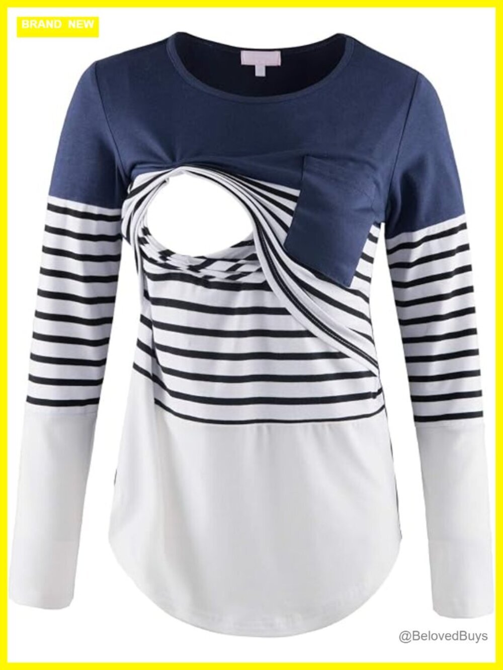 Maternity Nursing T-Shirt with Pockets, Short Sleeve Breastfeeding Top, Stretchy